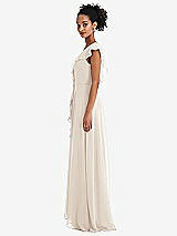 Side View Thumbnail - Oat Ruffle-Trimmed V-Back Chiffon Maxi Dress