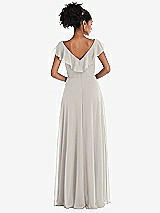 Rear View Thumbnail - Oyster Ruffle-Trimmed V-Back Chiffon Maxi Dress