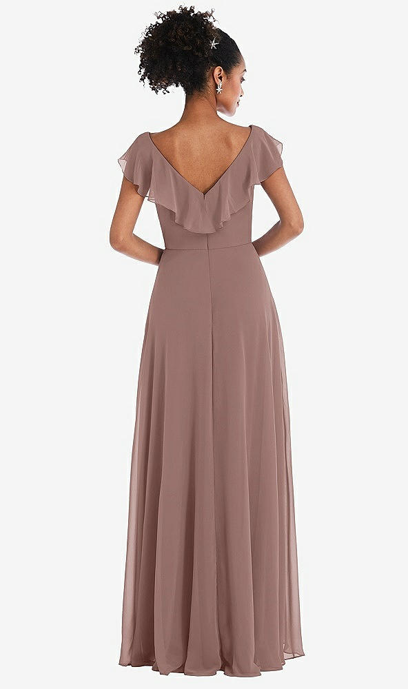 Back View - Sienna Ruffle-Trimmed V-Back Chiffon Maxi Dress