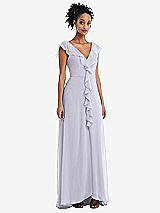 Front View Thumbnail - Silver Dove Ruffle-Trimmed V-Back Chiffon Maxi Dress