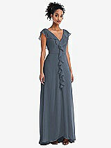 Front View Thumbnail - Silverstone Ruffle-Trimmed V-Back Chiffon Maxi Dress