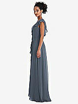 Side View Thumbnail - Silverstone Ruffle-Trimmed V-Back Chiffon Maxi Dress