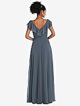 Rear View Thumbnail - Silverstone Ruffle-Trimmed V-Back Chiffon Maxi Dress