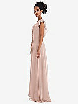 Side View Thumbnail - Toasted Sugar Ruffle-Trimmed V-Back Chiffon Maxi Dress