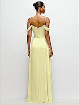 Rear View Thumbnail - Butter Yellow Off-the-Shoulder Draped Neckline Maxi Dress