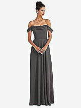 Alt View 1 Thumbnail - Caviar Gray Off-the-Shoulder Draped Neckline Maxi Dress