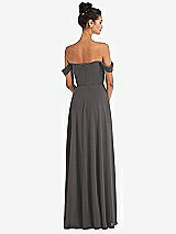 Alt View 2 Thumbnail - Caviar Gray Off-the-Shoulder Draped Neckline Maxi Dress