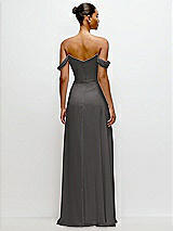 Rear View Thumbnail - Caviar Gray Off-the-Shoulder Draped Neckline Maxi Dress