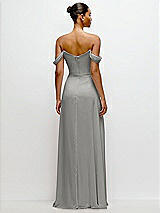 Rear View Thumbnail - Chelsea Gray Off-the-Shoulder Draped Neckline Maxi Dress