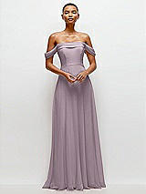 Front View Thumbnail - Lilac Dusk Off-the-Shoulder Draped Neckline Maxi Dress