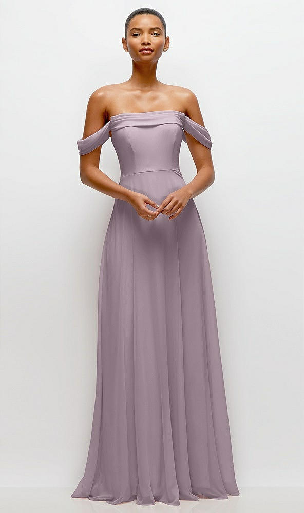 Front View - Lilac Dusk Off-the-Shoulder Draped Neckline Maxi Dress