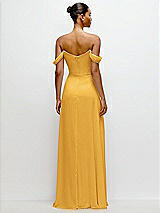 Rear View Thumbnail - NYC Yellow Off-the-Shoulder Draped Neckline Maxi Dress