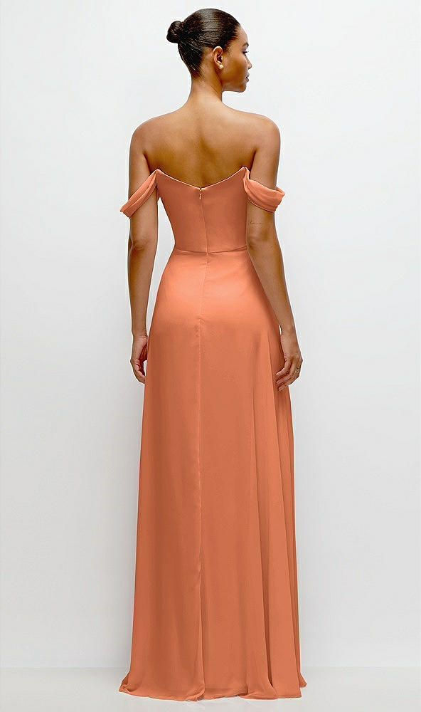 Back View - Sweet Melon Off-the-Shoulder Draped Neckline Maxi Dress