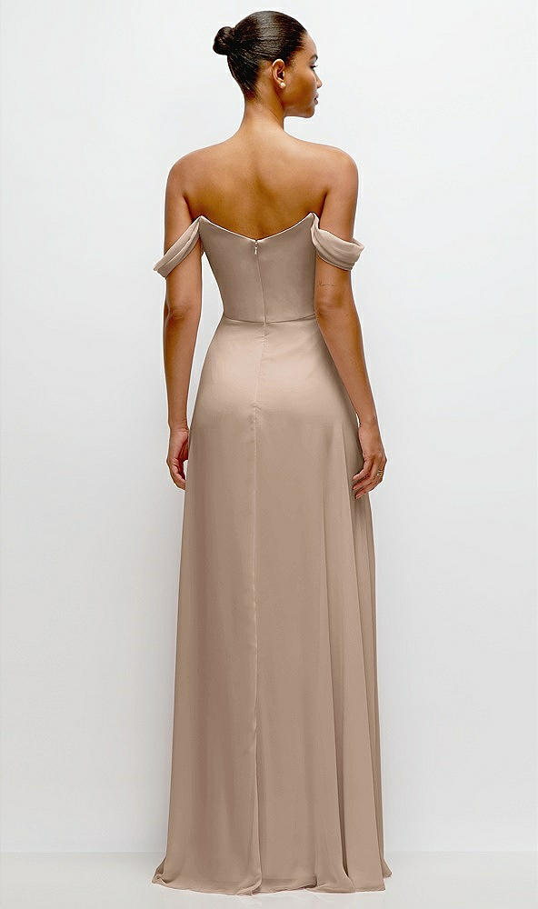 Back View - Topaz Off-the-Shoulder Draped Neckline Maxi Dress