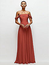 Front View Thumbnail - Amber Sunset Off-the-Shoulder Draped Neckline Maxi Dress