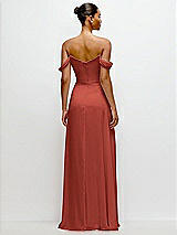 Rear View Thumbnail - Amber Sunset Off-the-Shoulder Draped Neckline Maxi Dress