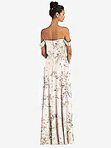 Rear View Thumbnail - Blush Garden Off-the-Shoulder Draped Neckline Maxi Dress