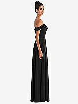 Alt View 3 Thumbnail - Black Off-the-Shoulder Draped Neckline Maxi Dress