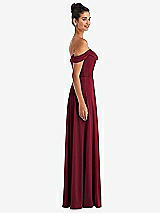 Alt View 3 Thumbnail - Burgundy Off-the-Shoulder Draped Neckline Maxi Dress