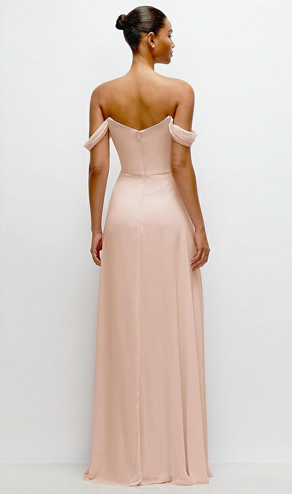 Back View - Cameo Off-the-Shoulder Draped Neckline Maxi Dress