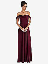 Alt View 1 Thumbnail - Cabernet Off-the-Shoulder Draped Neckline Maxi Dress