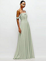 Side View Thumbnail - Celadon Off-the-Shoulder Draped Neckline Maxi Dress