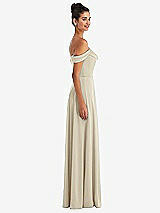 Alt View 3 Thumbnail - Champagne Off-the-Shoulder Draped Neckline Maxi Dress