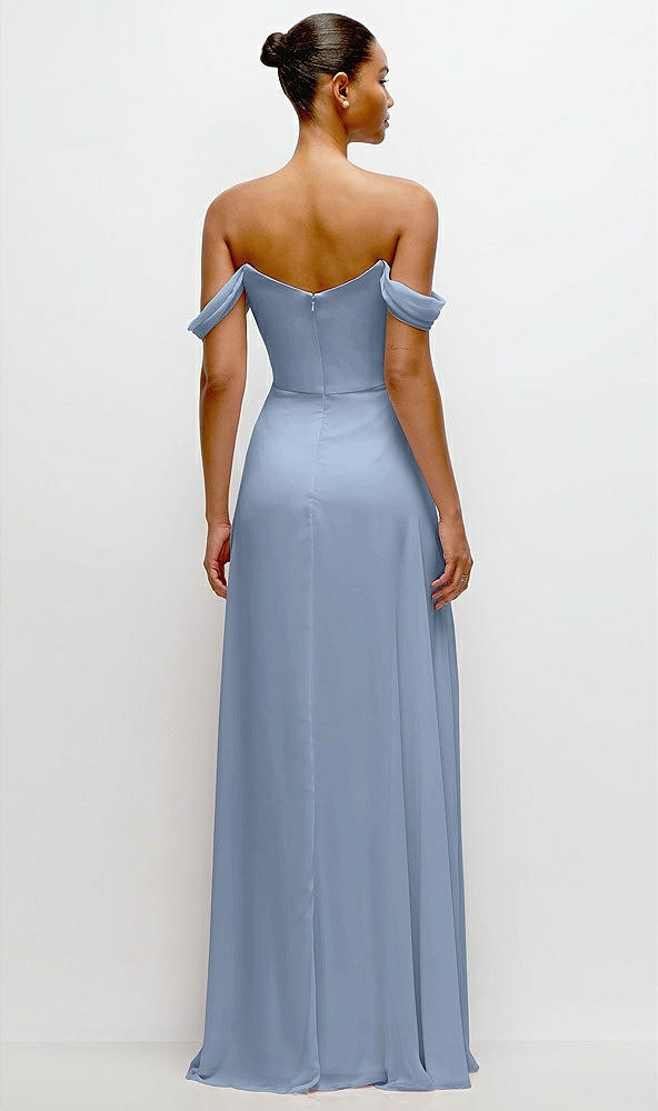 Back View - Cloudy Off-the-Shoulder Draped Neckline Maxi Dress