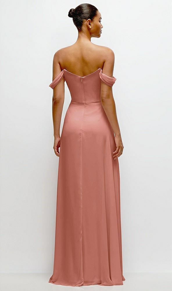 Back View - Desert Rose Off-the-Shoulder Draped Neckline Maxi Dress