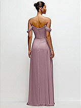 Rear View Thumbnail - Dusty Rose Off-the-Shoulder Draped Neckline Maxi Dress