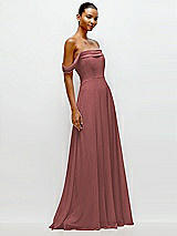 Side View Thumbnail - English Rose Off-the-Shoulder Draped Neckline Maxi Dress