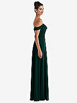 Alt View 3 Thumbnail - Evergreen Off-the-Shoulder Draped Neckline Maxi Dress