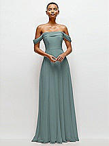 Front View Thumbnail - Icelandic Off-the-Shoulder Draped Neckline Maxi Dress