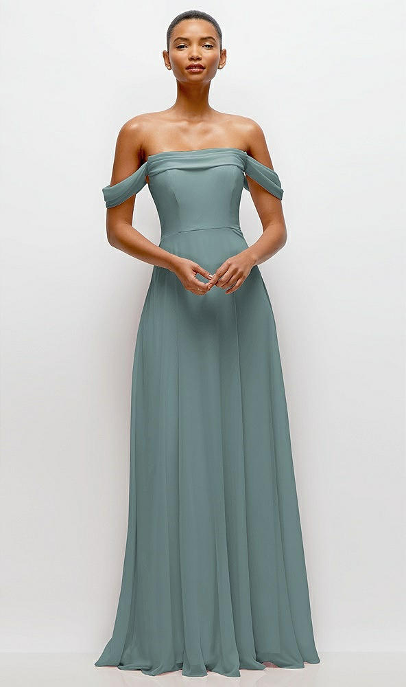 Front View - Icelandic Off-the-Shoulder Draped Neckline Maxi Dress