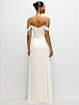 Rear View Thumbnail - Ivory Off-the-Shoulder Draped Neckline Maxi Dress