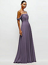 Side View Thumbnail - Lavender Off-the-Shoulder Draped Neckline Maxi Dress