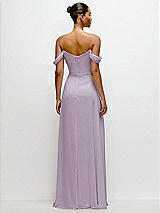 Rear View Thumbnail - Lilac Haze Off-the-Shoulder Draped Neckline Maxi Dress