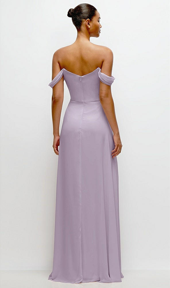 Back View - Lilac Haze Off-the-Shoulder Draped Neckline Maxi Dress