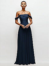 Front View Thumbnail - Midnight Navy Off-the-Shoulder Draped Neckline Maxi Dress