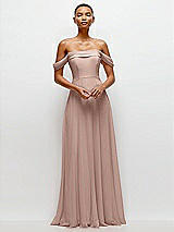 Front View Thumbnail - Neu Nude Off-the-Shoulder Draped Neckline Maxi Dress