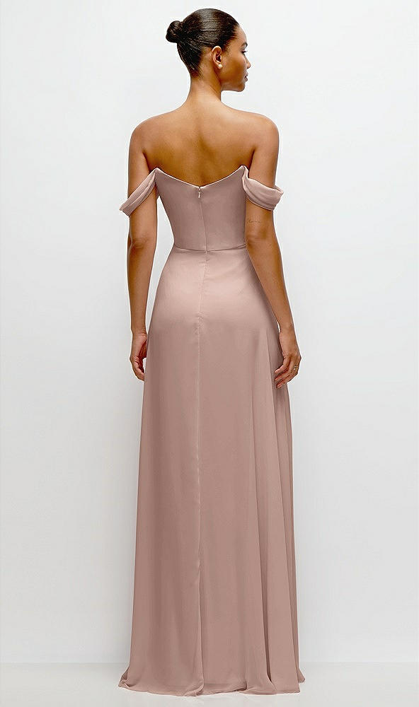 Back View - Neu Nude Off-the-Shoulder Draped Neckline Maxi Dress