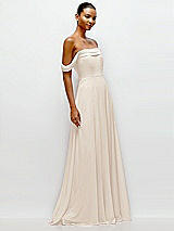 Side View Thumbnail - Oat Off-the-Shoulder Draped Neckline Maxi Dress