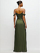 Rear View Thumbnail - Olive Green Off-the-Shoulder Draped Neckline Maxi Dress