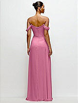 Rear View Thumbnail - Orchid Pink Off-the-Shoulder Draped Neckline Maxi Dress