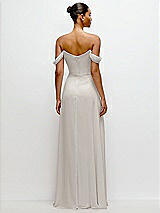 Rear View Thumbnail - Oyster Off-the-Shoulder Draped Neckline Maxi Dress