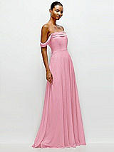 Side View Thumbnail - Peony Pink Off-the-Shoulder Draped Neckline Maxi Dress