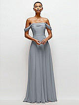 Front View Thumbnail - Platinum Off-the-Shoulder Draped Neckline Maxi Dress