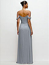 Rear View Thumbnail - Platinum Off-the-Shoulder Draped Neckline Maxi Dress