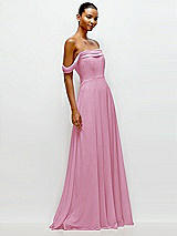 Side View Thumbnail - Powder Pink Off-the-Shoulder Draped Neckline Maxi Dress