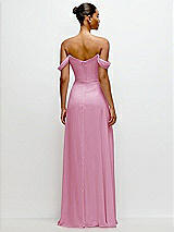 Rear View Thumbnail - Powder Pink Off-the-Shoulder Draped Neckline Maxi Dress